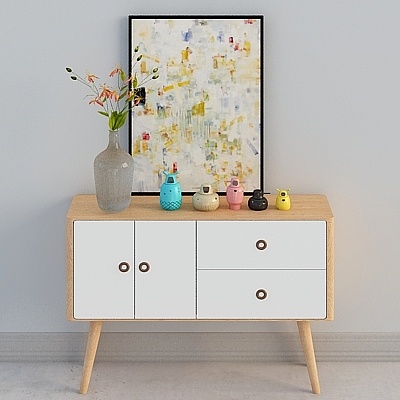 Wisha - W7031 - Side Cabinet Raw + White Set