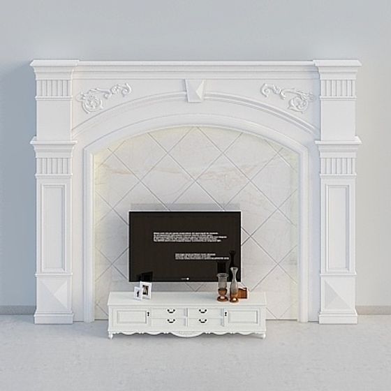 Elegant Fireplace TV Stand Combination 3D model