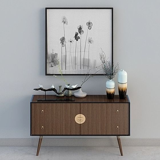 Minimalist Wood Sideboard 3D model