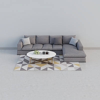 Modern minimalist dark gray fabric corner multi-seat sofa combin