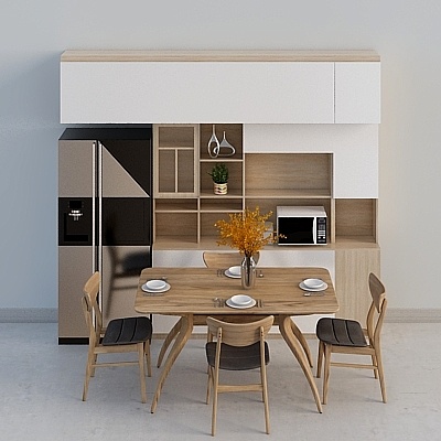 Hundred gamma modern minimalist solid wood dining table and chai