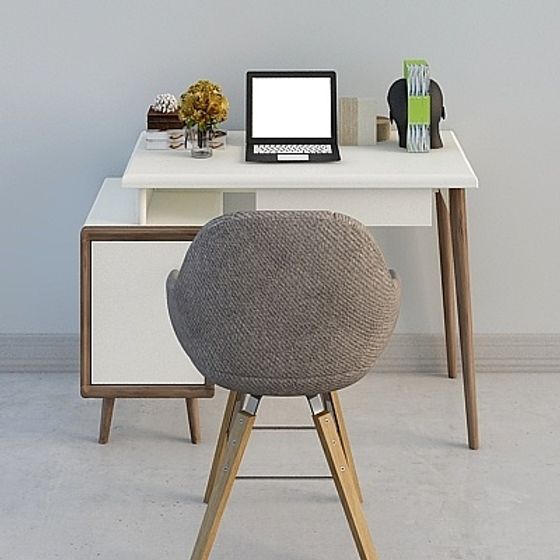 Sleek Minimalist Desk Setup 3D model