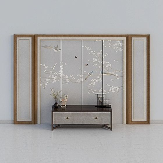 Cherry Blossom Folding Screen 3D model