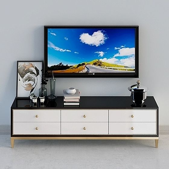 Picture of Sleek Minimalist TV Stand 3D Model for Modern Spaces