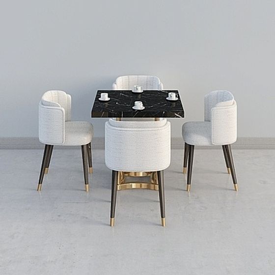 Urban Living Room Dining Table and Chairs Set 3D model