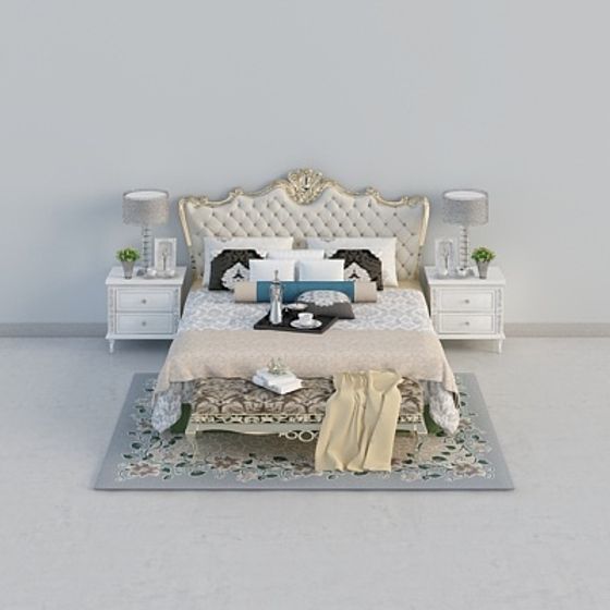 Elegant European Style Bedroom Suite 3D model