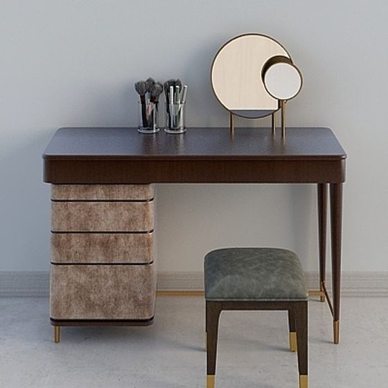Modern Vanity Combination 3D Model in Earthy Tones