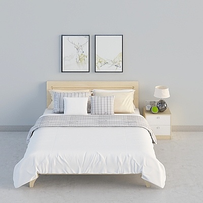 Bedroom furniture Nordic IKEA solid wood double bed combination