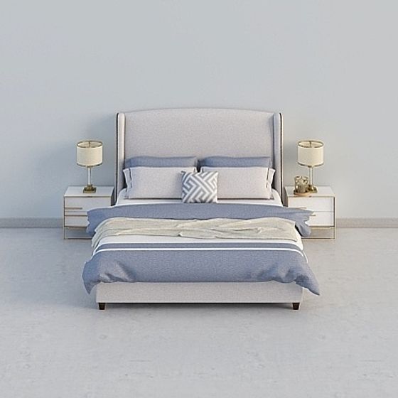 Elegant Minimalist Bed 3D model for Modern Bedrooms