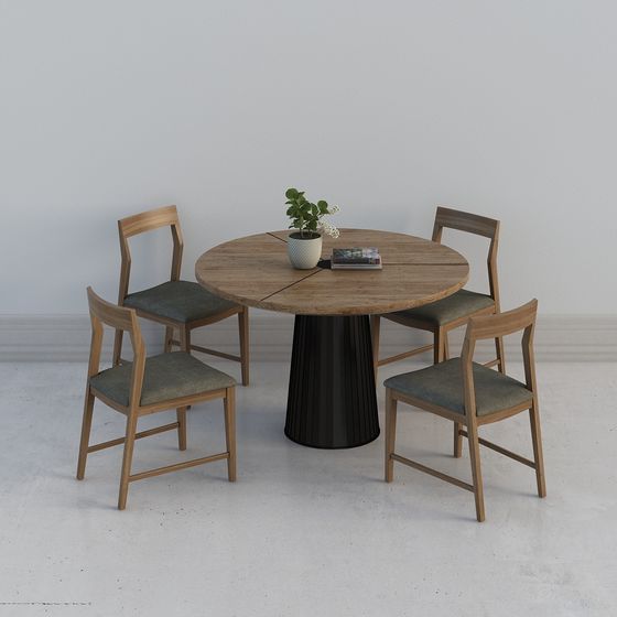 Modern Minimalist Dining Table and Chair Set 3D model