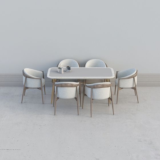 Contemporary Dining Table and Chairs Set 3D model for Modern Spaces