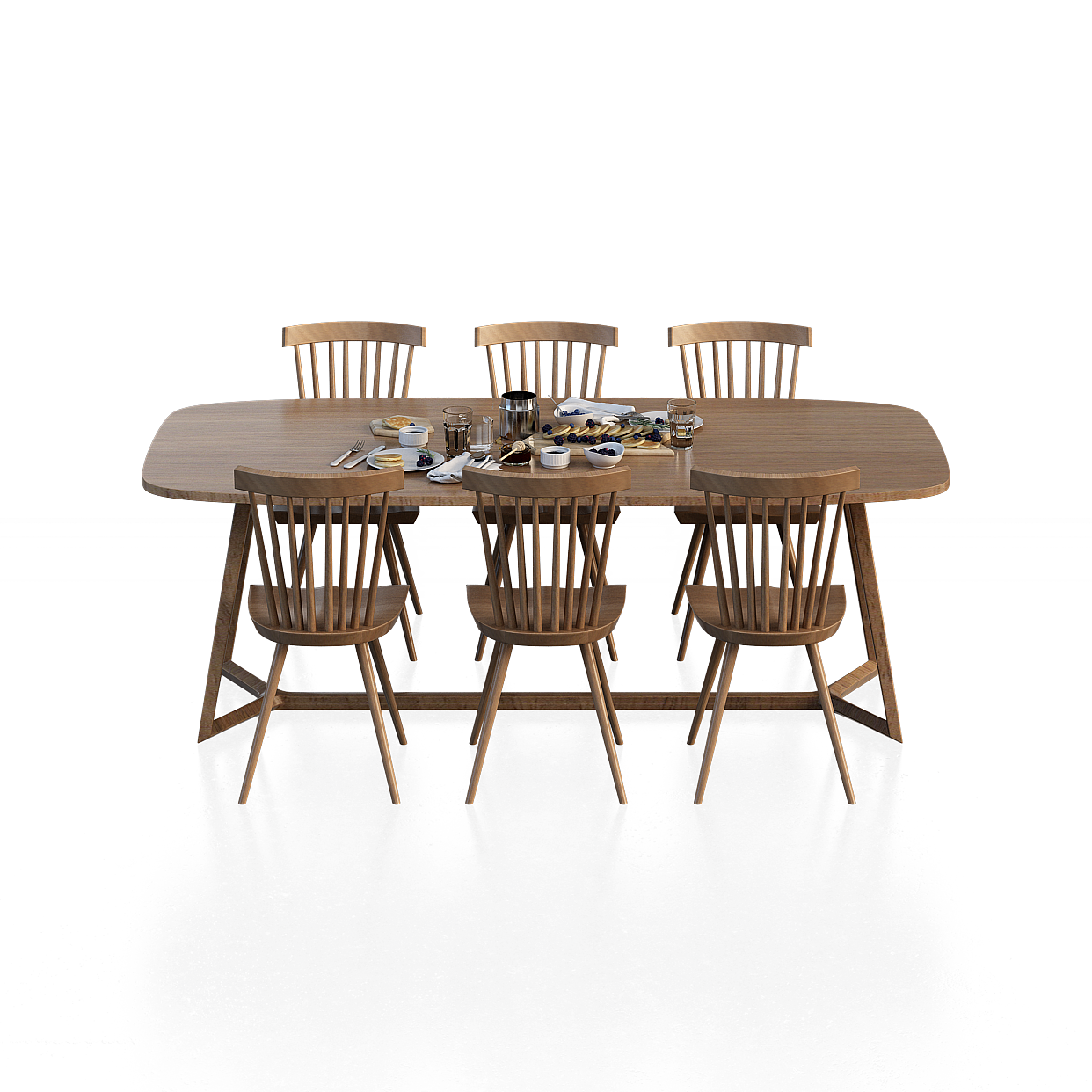 Low-Poly Dining Table & Chairs 3D Model – Nordic Minimalist