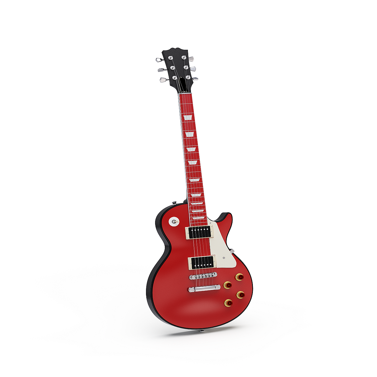 Electric Guitar 3D Model – Vibrant Red Low-Poly Design