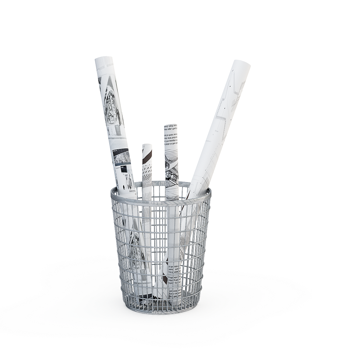 Unique Low-Poly Metal Basket 3D Model – Silver Gray Design