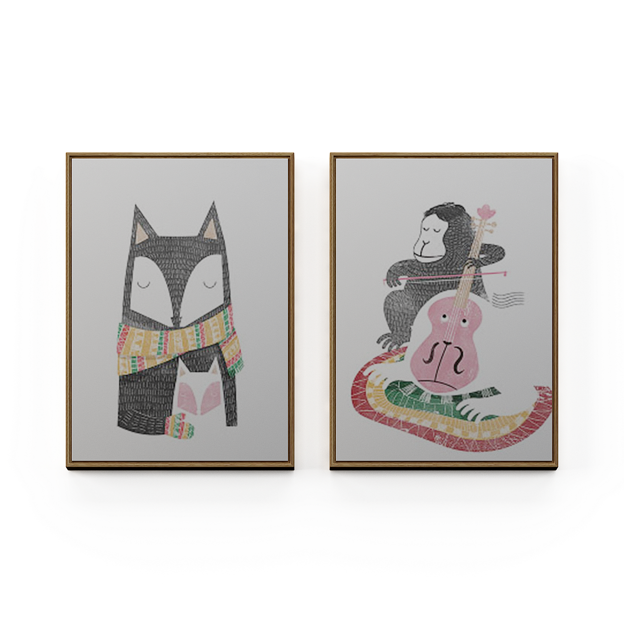 Foxy and Monkey Whimsical Decorative 3D Models – Low-Poly Art