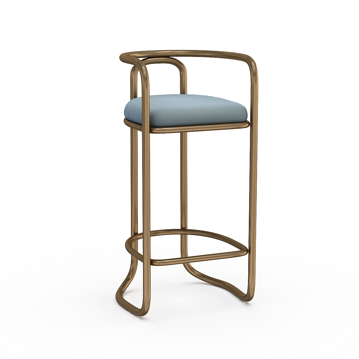 Elegant Low-Poly Bar Stool 3D Model – Golden Frame