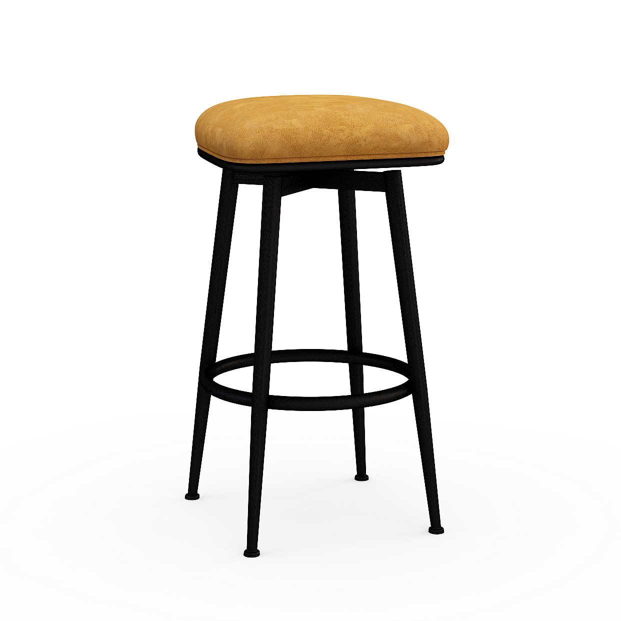 Elegant Minimalist Bar Stool 3D Model – Black Metal Design