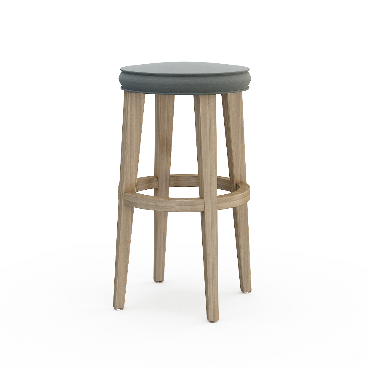 Stylish Wooden Bar Stool 3D Model – Oak & Leather