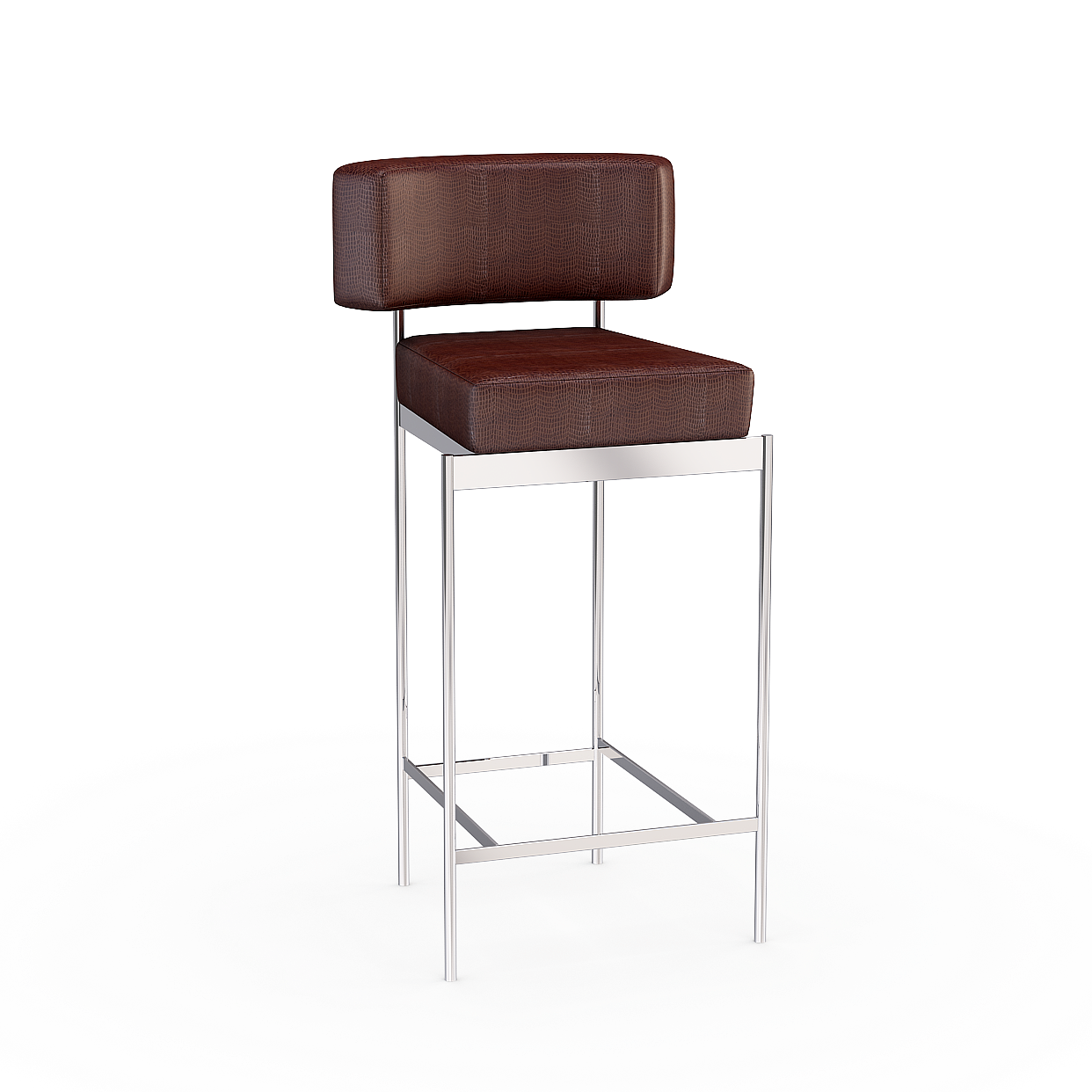 Stylish Bar Stool 3D Model – Leather and Metal