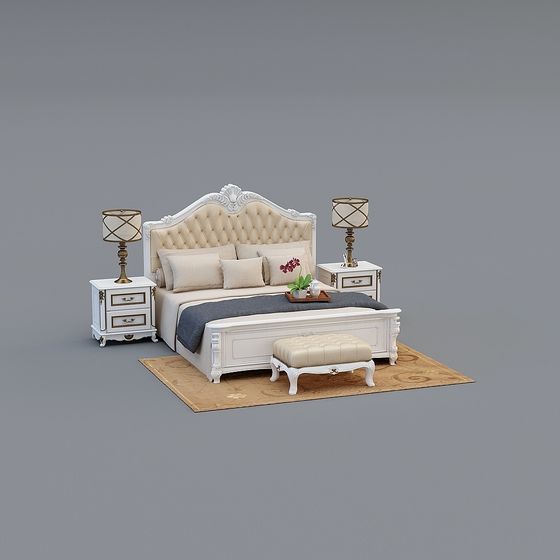Elegant Bedroom Set 3D model for Cozy Spaces