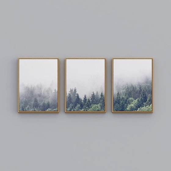 Forest Mist Triptych 3D model