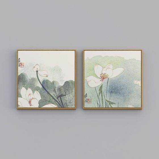 Serene Watercolor Lotus 3D model