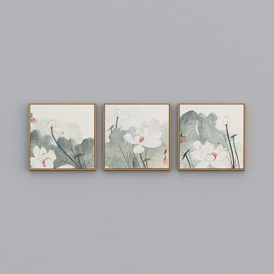 Elegant Lotus Flower Wall Art 3D model