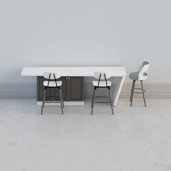Concrete Dining Table and Bar Combo 3D model