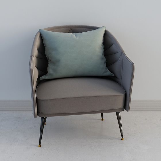 Elegant Gray Leather Armchair 3D model