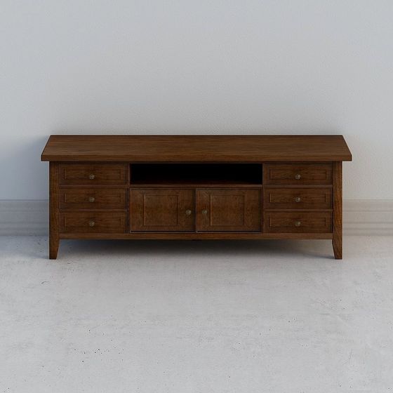 優梵藝術 佩恩/美式復古邊櫃小戶型電視櫃書櫃一體組合牆客廳021S-1