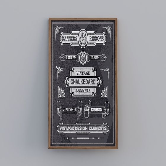 Vintage Chalkboard Banners 3D model
