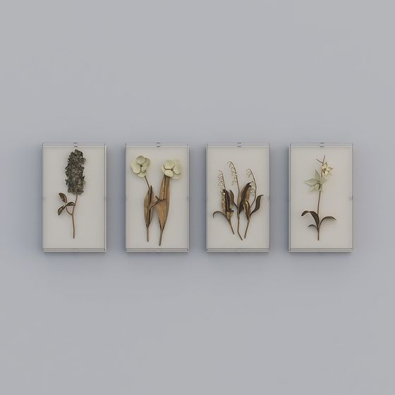 Elegant Low-Poly Floral Specimen Wall Art 3D model