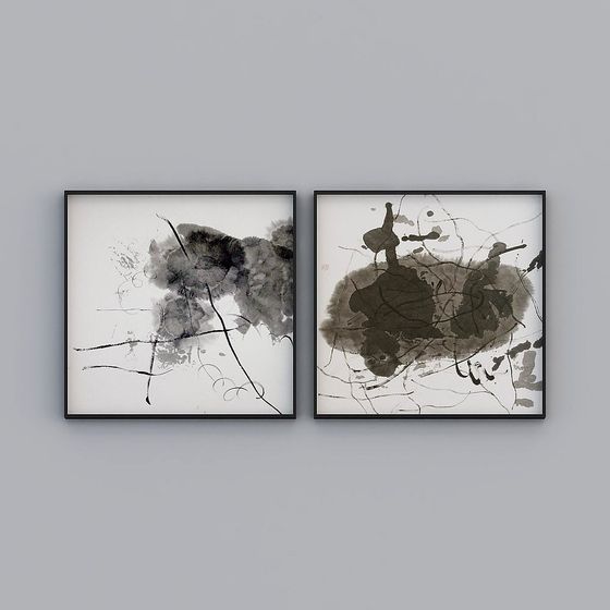 Abstract Ink Blot Frames 3D model