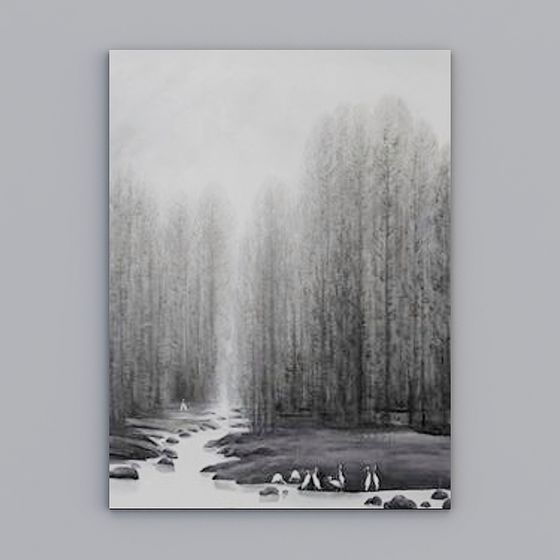 Foggy Forest 3D Model with Low Poly Design