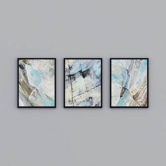 Elegant Abstract Triptych 3D model for Creative Spaces