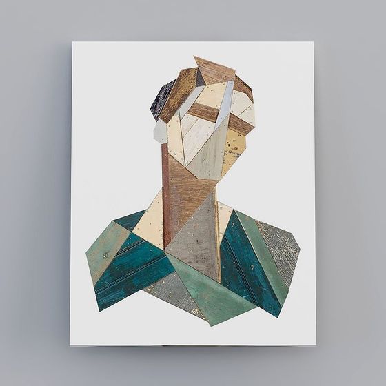 Wood Puzzle Portrait 3D model in Low Poly Style