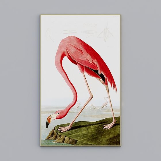 Elegant Flamingo on Beach 3D model