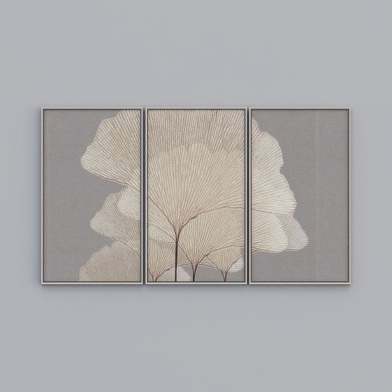 Ginkgo Biloba Triptych 3D model for Elegant Interiors