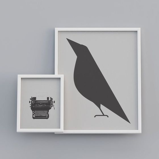 Raven and Typewriter 3D model for Creative Projects