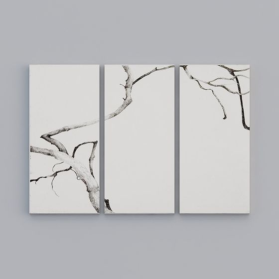 Dried Tree Triptych 3D model for Artistic Creations
