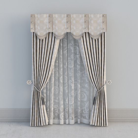 Elegant Low-Poly Curtain 3D model