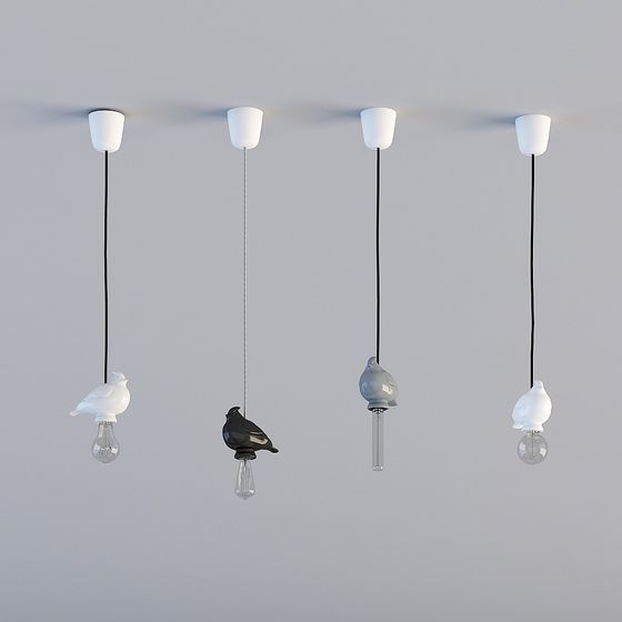Artistic Bird-Shaped Pendant Light 3D model