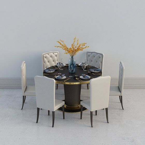Stylish Round Dining Table 3D Model for Modern Interiors