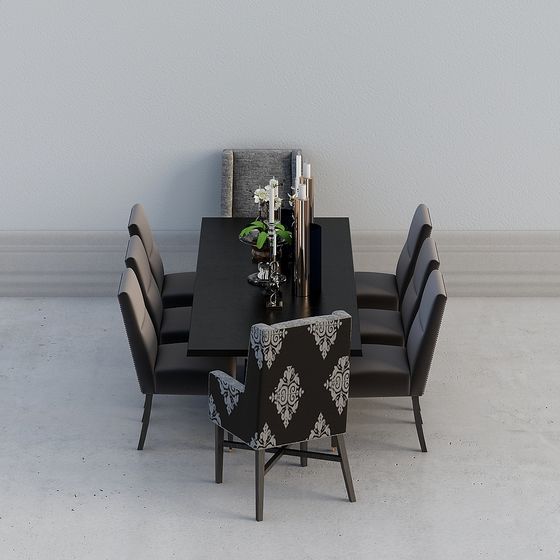 Urban Elegance Dining Table and Chair Set 3D model