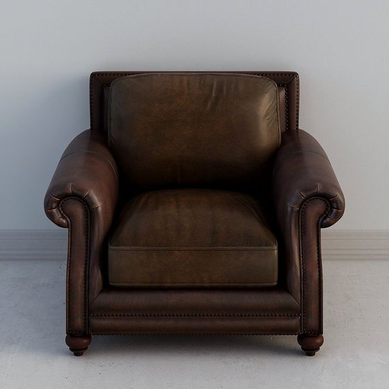 優梵藝術 盧森堡/美式頭層牛皮真皮沙發123人位組合023S-15