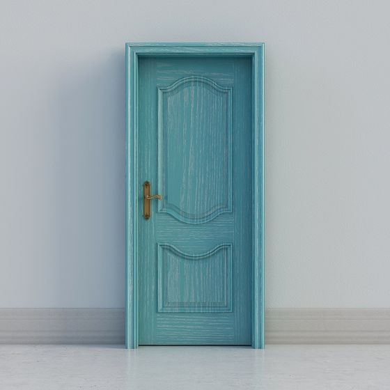 Vintage Blue Wooden Door 3D model
