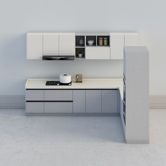 Modern Minimalist Kitchen 3D model Design