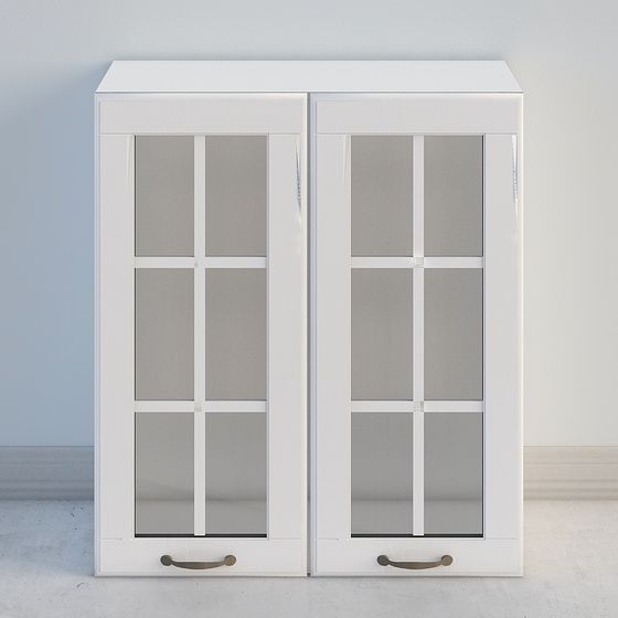 Classic Glass Door Cabinet 3D Model in Black