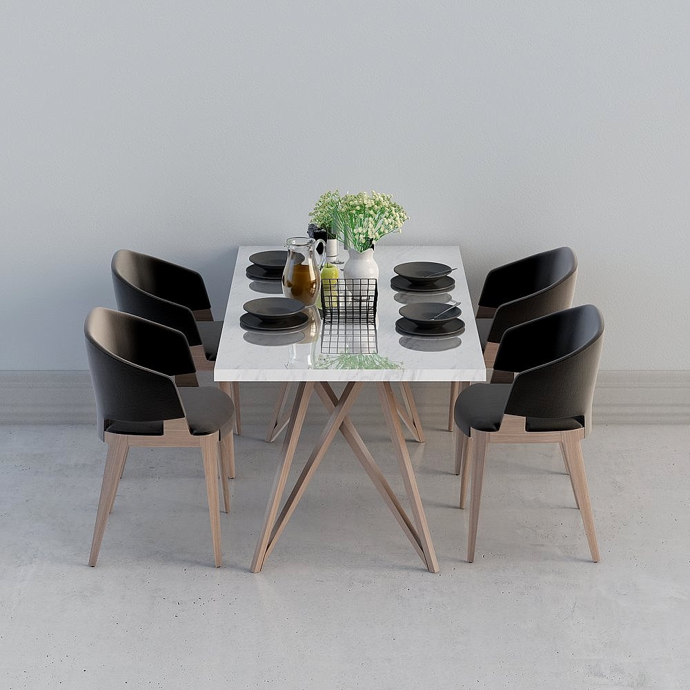 Modern living room combination of dining table and chairs one fa