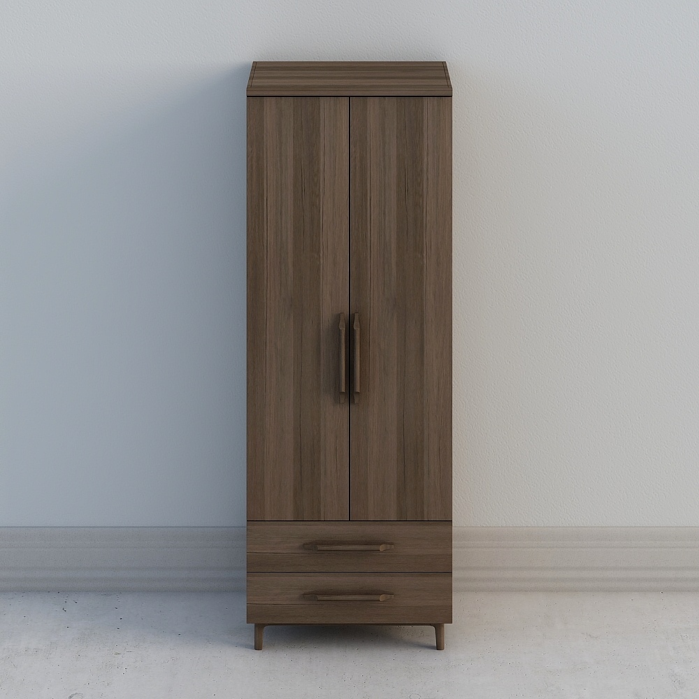 Nordic-Beautiful-7007 Two-door wardrobe with wood grain (1 deep)